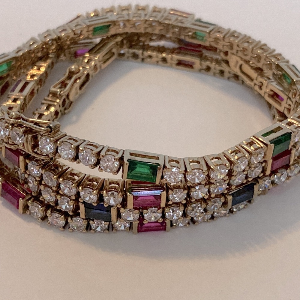 TENNIS bracelets Gold plate over 925 - various colors - (price is per each)